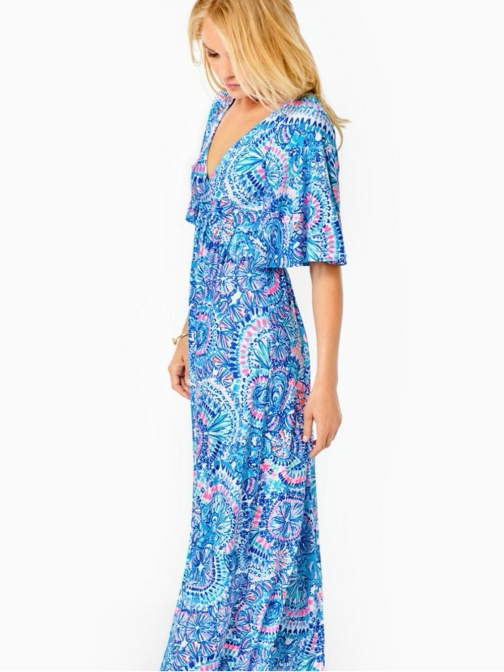 Lilly Pulitzer Minka Maxi Dress Blu Grotto Size 4 - Picture 2 of 9